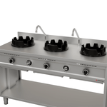 Wok à gaz professionnel inox 3 feux – 3 × 15 kW