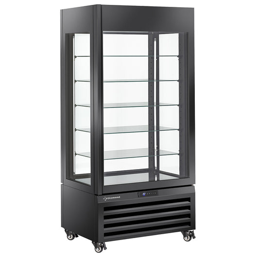 Vitrine "FULL vitrée" 600 Lt., 5 niveaux en verre, ventilée - CHOCOLATE - NOIR MAX/609-CB