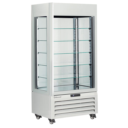 Vitrine "FULL vitrée" 600 Lt., 5 niveaux en verre, ventilée - CHOCOLATE - BLANC MAX/609-CW