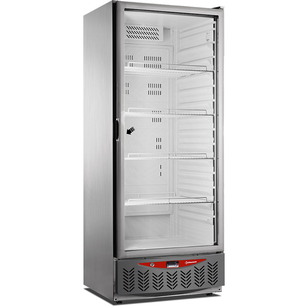 Frigo ventilé, 525 litres, porte vitrée, GN2/1+600x400, acier inox PFV55/X-R6G
