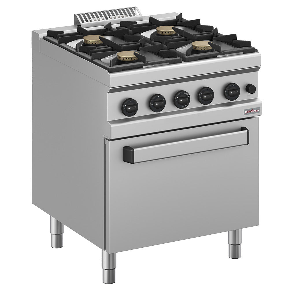 Fourneau gaz 4 feux vifs, sur four gaz GN 2/1 C4GF7-BF