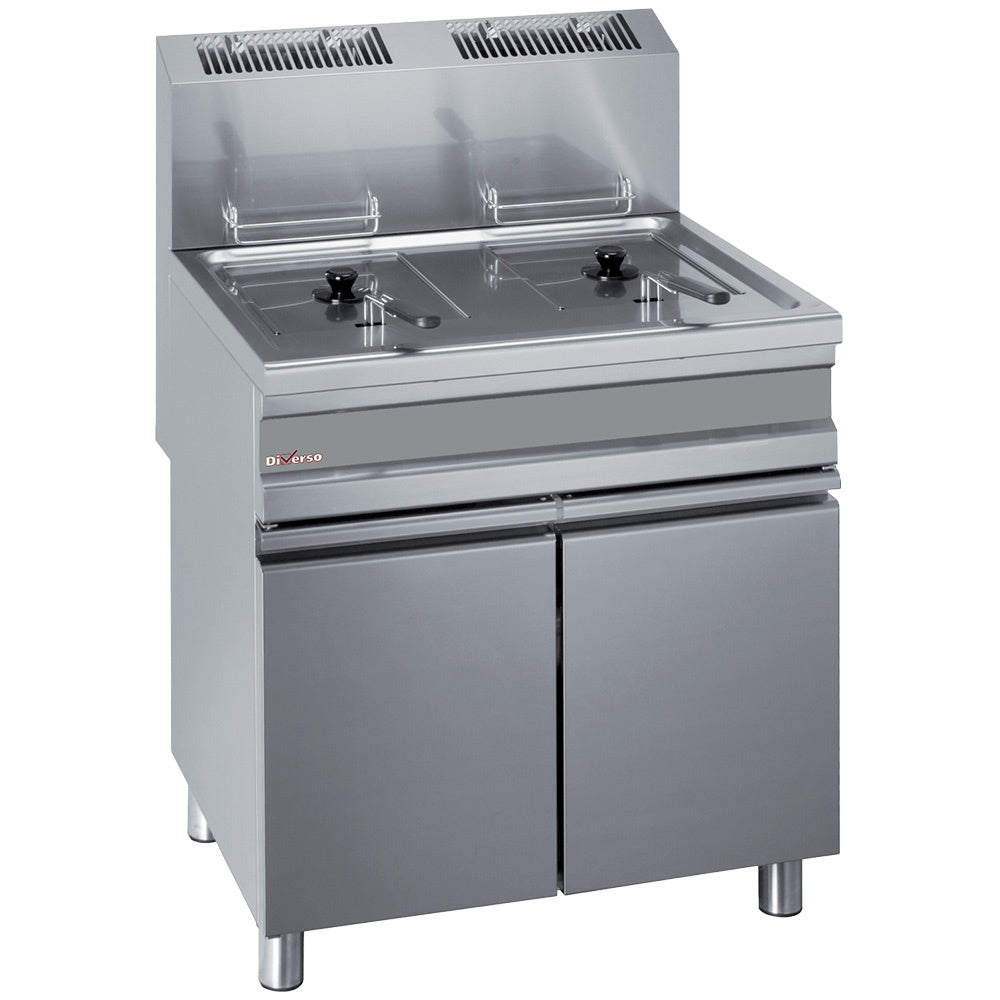 WR-GF30-G2 gasfriteuse met 2 tanks van 15 liter, op een onderkast.