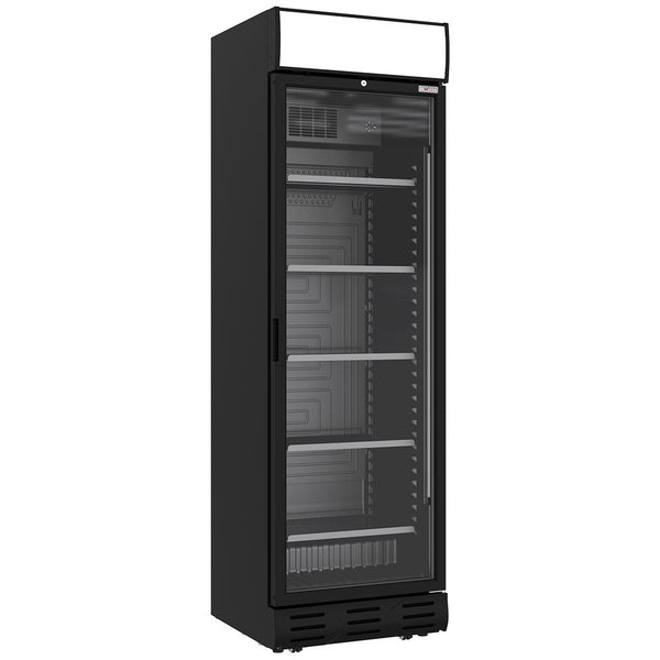 Vitrine ventilée positive 382 litres NOIRE avec caisson lumineux