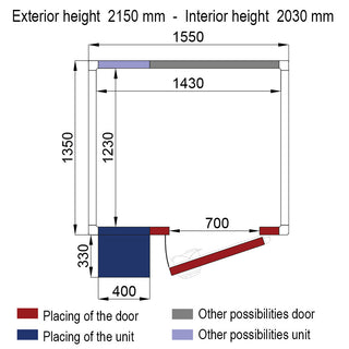 Chambre ISO 60 avec groupe, dim.int. 1430 x 1230 xh 2030 mm (4,07 m³ )