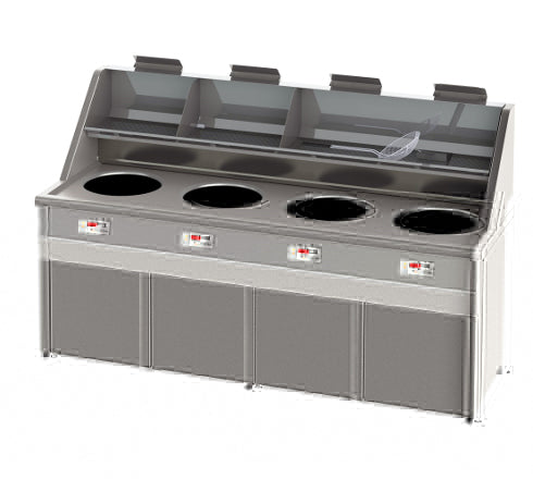 Friteuse gaz - Type Santana - Cuves rondes -4 cuves rondes avec aspiration