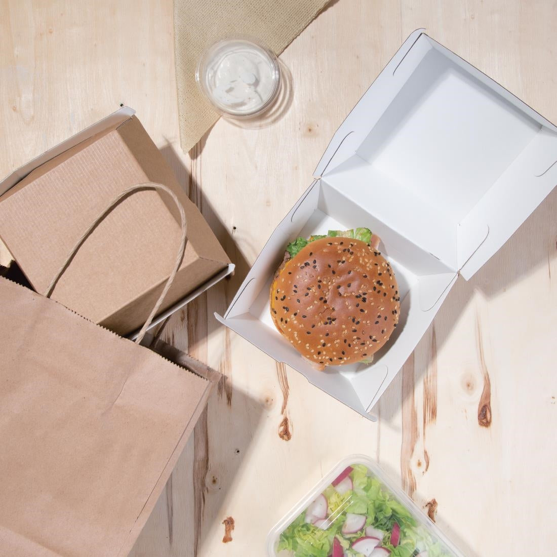 Grandes boîtes hamburger compostables kraft Fiesta Compostable 112mm (lot de 150) — FB665