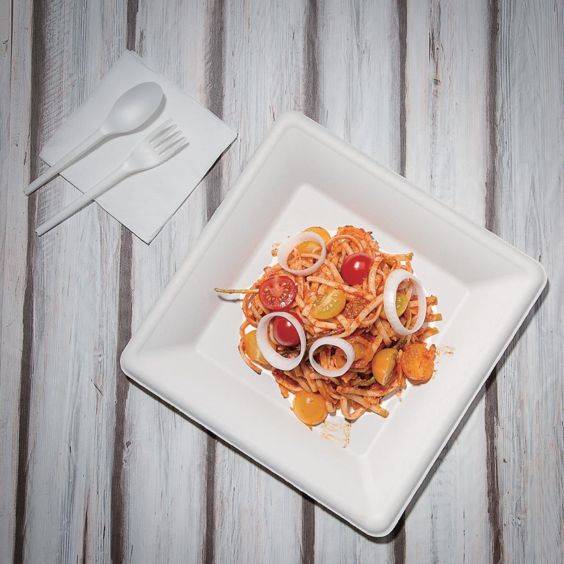 Assiettes carrées en bagasse Fiesta Compostable 261mm (lot de 50) — FC520