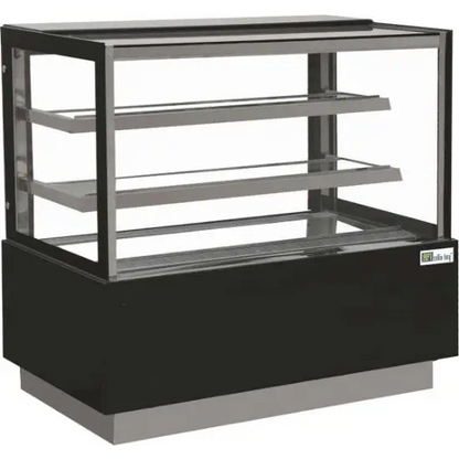 1500 Vitrine 4 faces vitrée Vitrage droit • 2 étagères