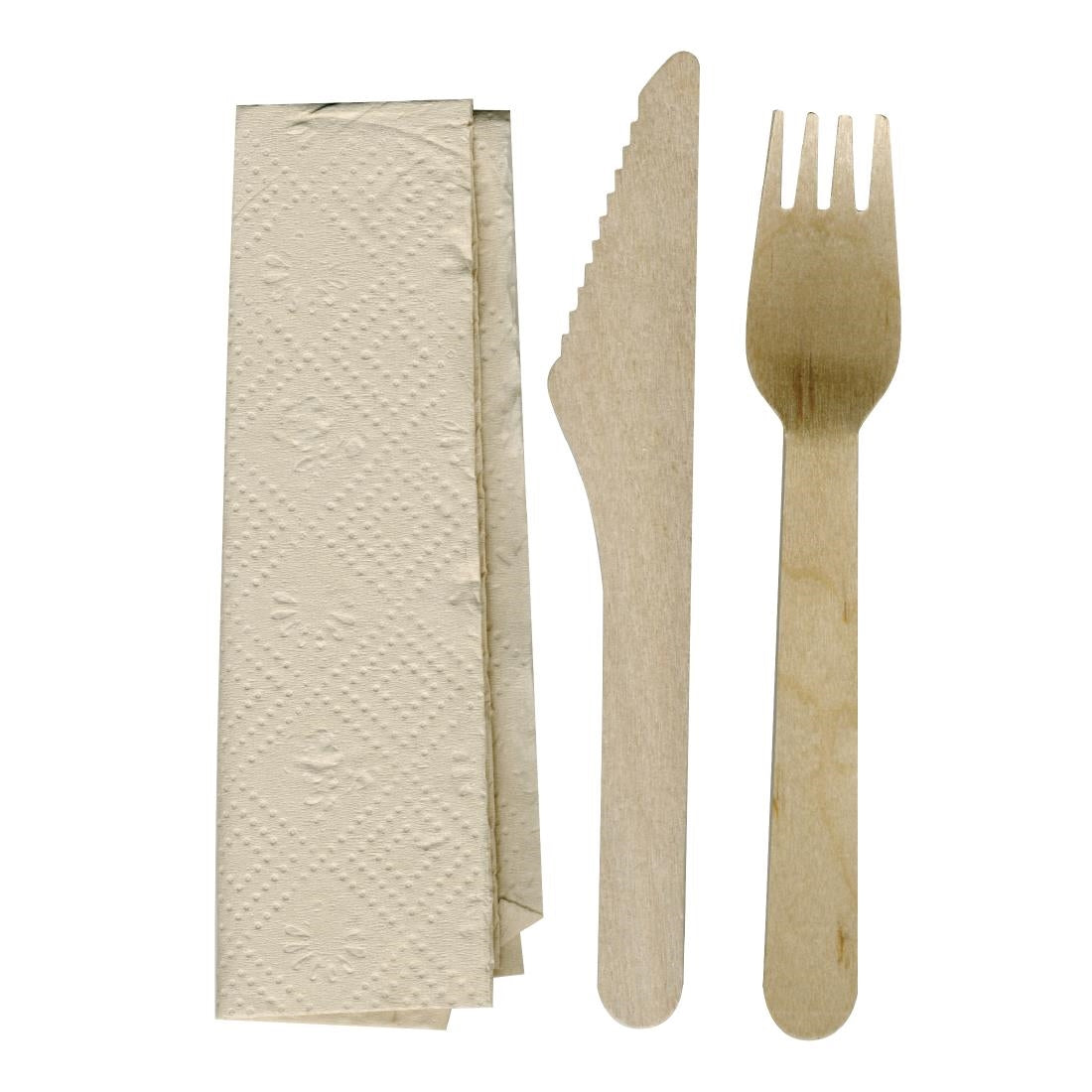Ensembles de couverts en bois 3-en-1 emballages individuels kraft eGreen (lot de 250) — FS167