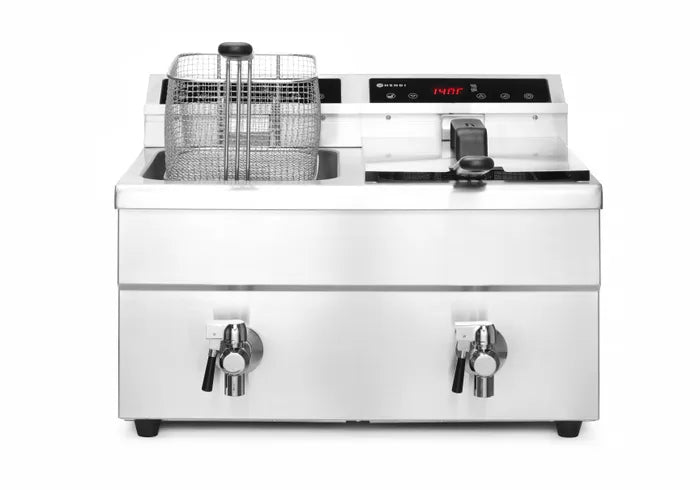 Friteuse à Induction Professionnelle HENDI Profi Line 2x 8L - 7000W, Robinet de Vidange & Précision