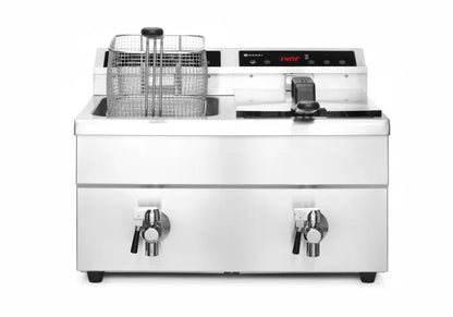 Friteuse à Induction Professionnelle HENDI Profi Line 2x 8L - 7000W, Robinet de Vidange & Précision