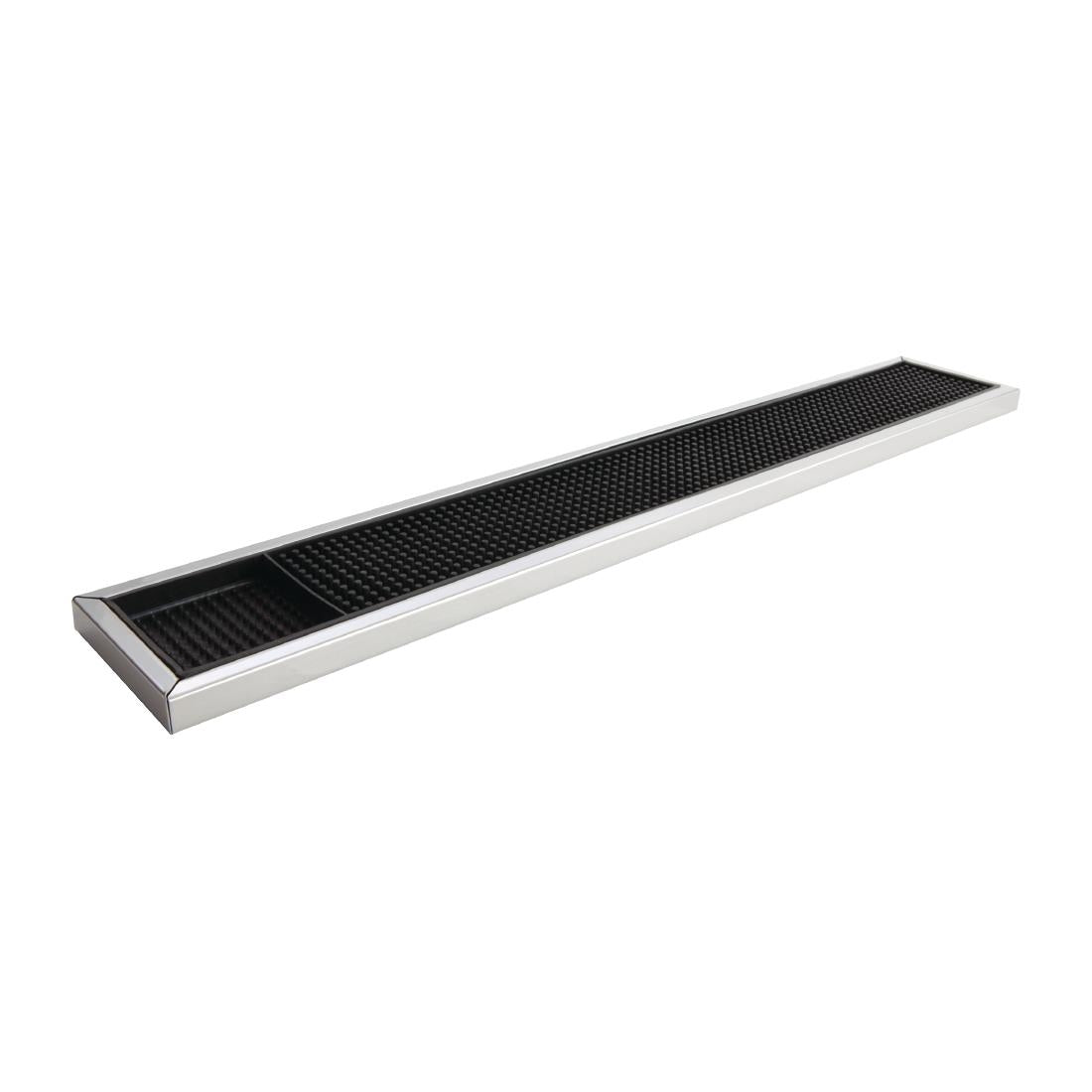 Tapis de bar en caoutchouc avec cadre en acier inoxydable Beaumont 600 x 100 mm — CN741