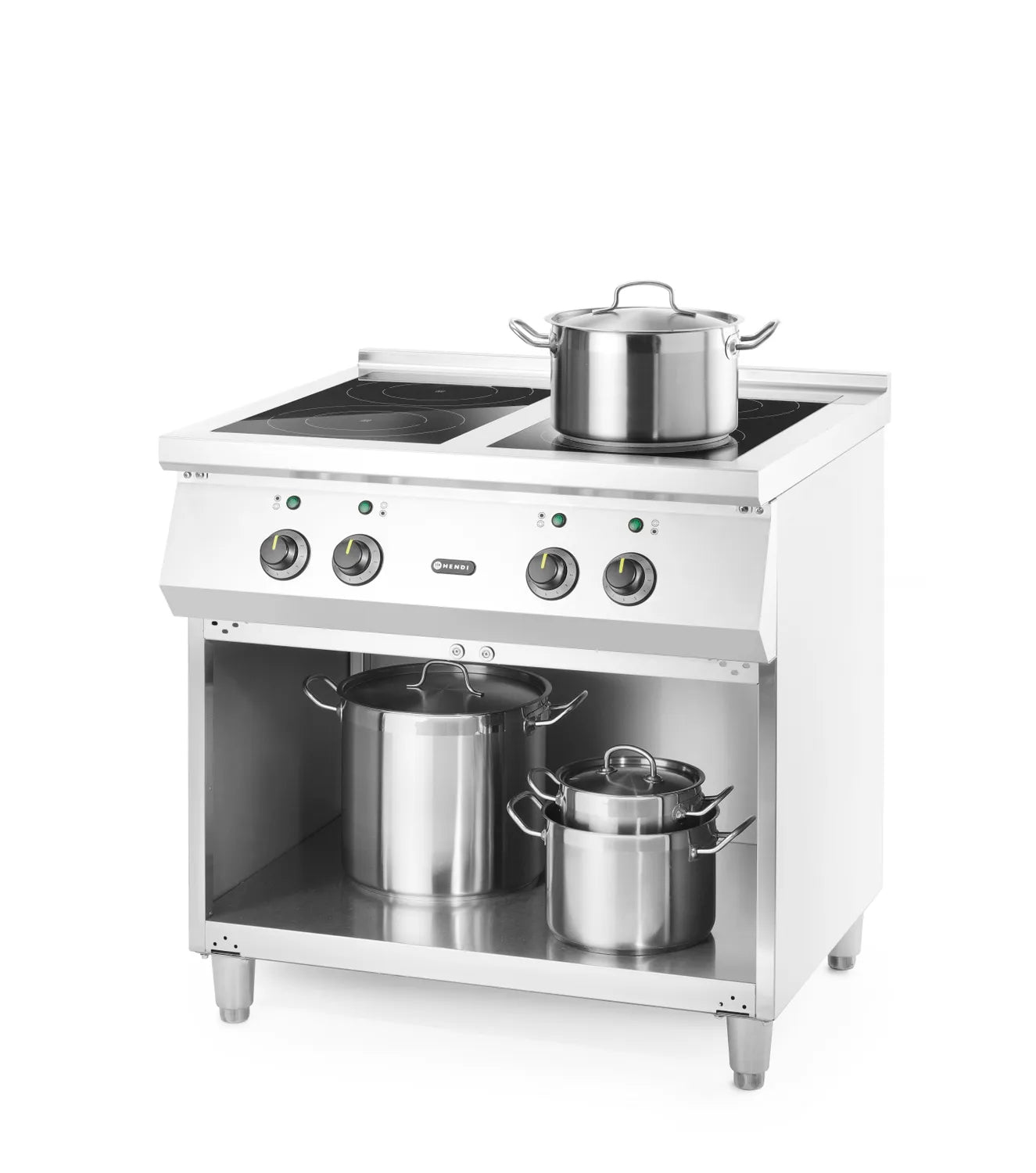 Cuisinière à Induction Professionnelle HENDI 4 Foyers - 17 kW, Inox & Verre Trempé