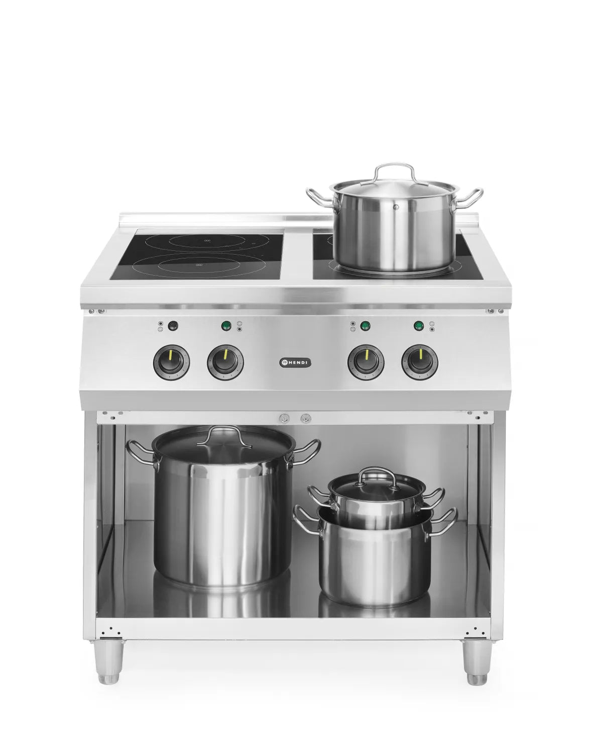 Cuisinière à Induction Professionnelle HENDI 4 Foyers - 17 kW, Inox & Verre Trempé