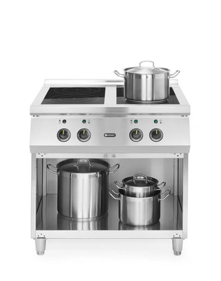 Cuisinière à Induction Professionnelle HENDI 4 Foyers - 17 kW, Inox & Verre Trempé