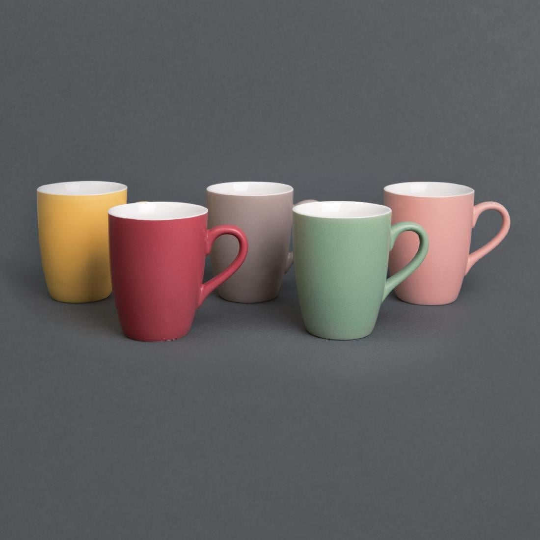 Mug pastel mat en porcelaine Olympia gris 320ml (Lot de 6) — CS041