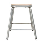 Tabouret bas en acier galvanisé avec assise en bois Bolero Cantina (lot de 4) — DE478