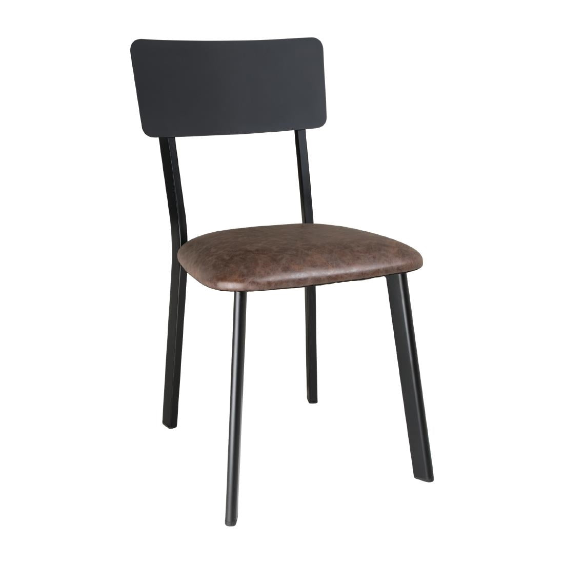 Chaises en metal assise PU moka vintage Bolero (lot de 4) — DR301