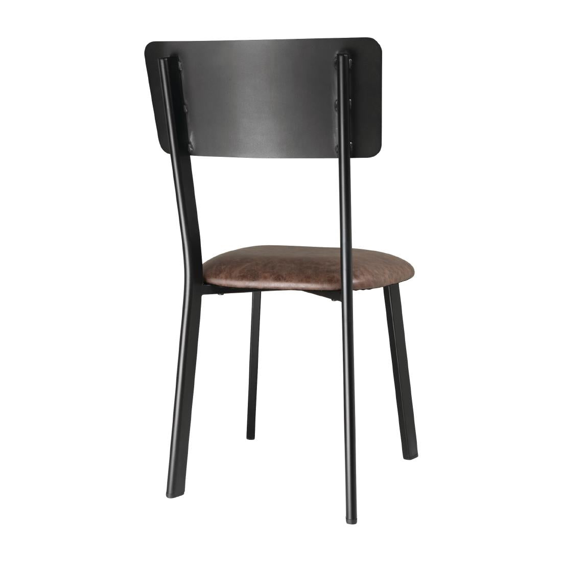 Chaises en metal assise PU moka vintage Bolero (lot de 4) — DR301