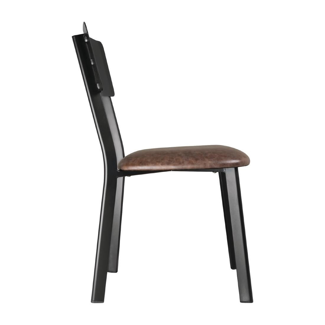 Chaises en metal assise PU moka vintage Bolero (lot de 4) — DR301