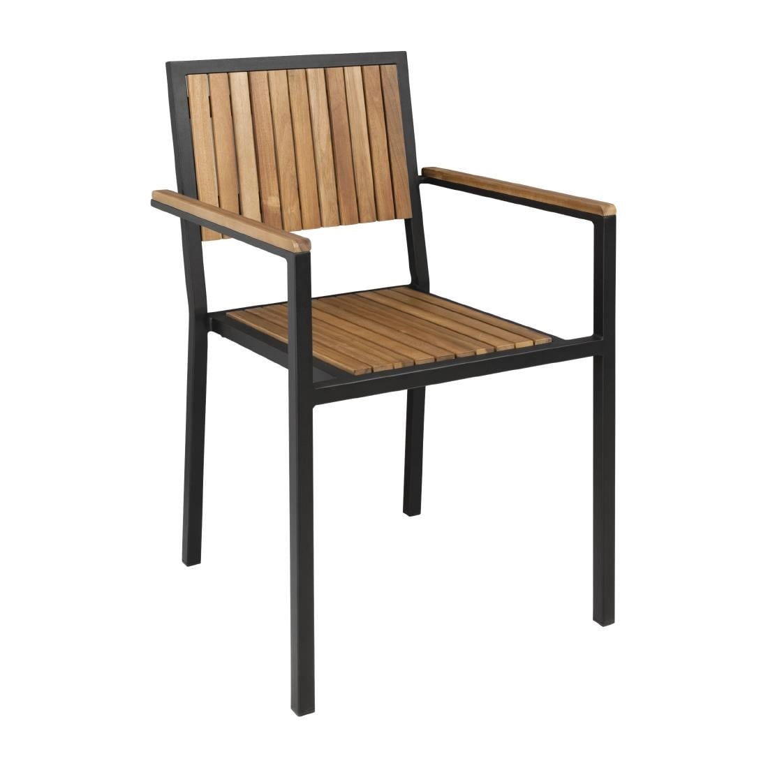 Fauteuils en acier et acacia Bolero (lot de 4) — DS151
