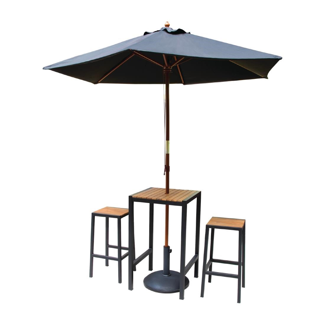 Tabourets de bar en acier noir et acacia Bolero (lot de 2) — DS156