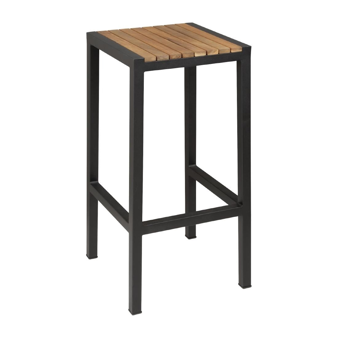Tabourets de bar en acier noir et acacia Bolero (lot de 2) — DS156