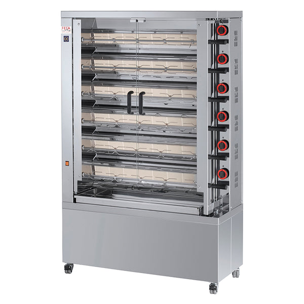 ROTISSOIRE A POULETS GAZ, 6 BROCHES, MAX 24 POULETS