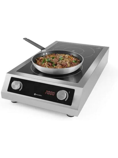 Plaque à Induction Professionnelle HENDI Profi Line 7000W (Modèle 7000) - 2 Foyers, Fonction Boost - 380V