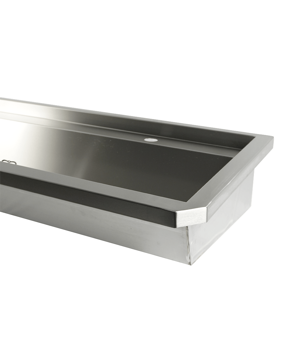 Évier inox 4 robinets 2400mm bouchon de vidange et couvercle anti-éclaboussures inclus, à l'exclusion du robinets — Combisteel 7013.4615
