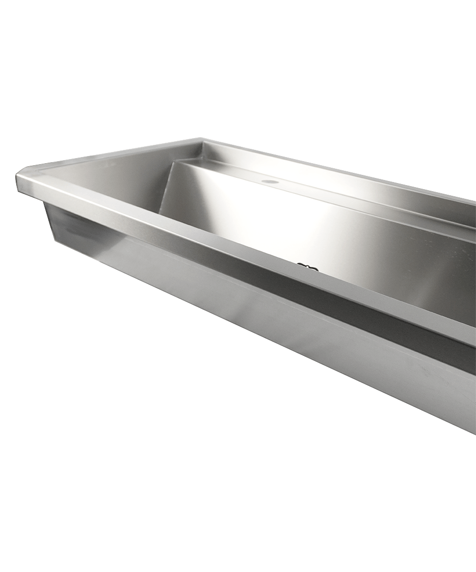 Évier inox 4 robinets 2400mm bouchon de vidange et couvercle anti-éclaboussures inclus, à l'exclusion du robinets — Combisteel 7013.4615