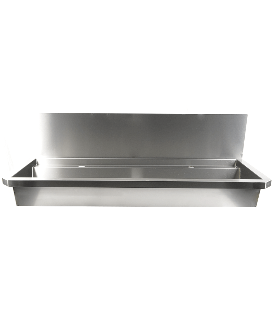 Évier inox 2 robinets 1200mm bouchon de vidange et couvercle anti-éclaboussures inclus, à l'exclusion du robinets — Combisteel 7013.4605