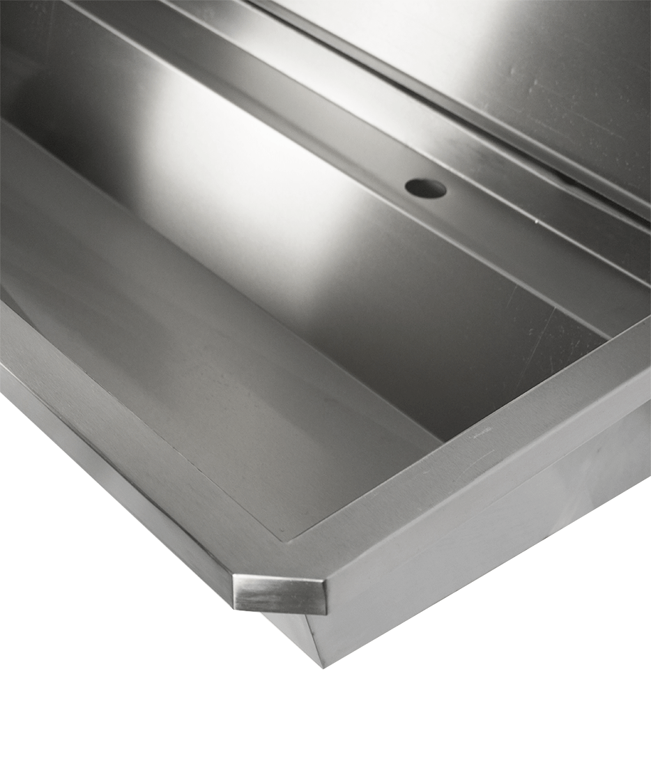 Évier inox 4 robinets 2400mm bouchon de vidange et couvercle anti-éclaboussures inclus, à l'exclusion du robinets — Combisteel 7013.4615