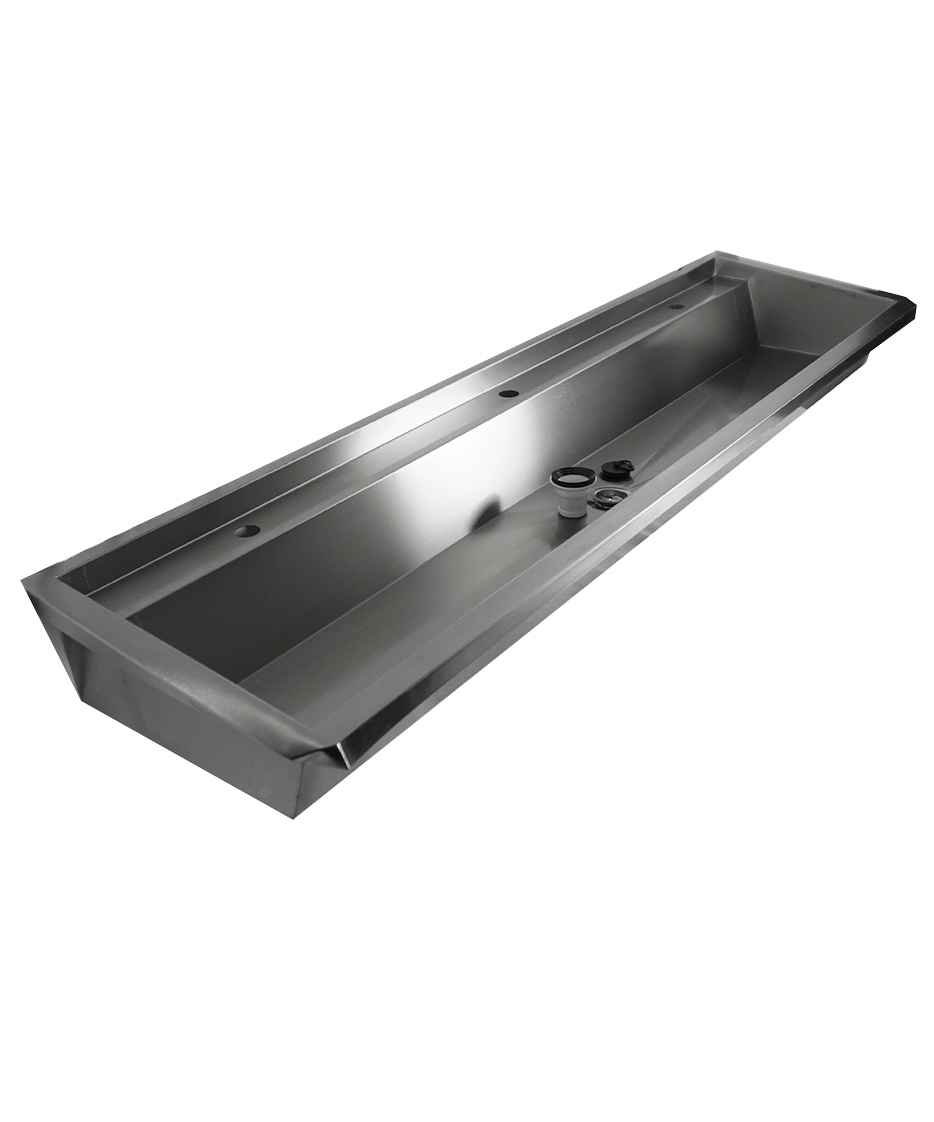 Évier inox 3 robinets 1800mm bouchon de vidange et couvercle anti-éclaboussures inclus, à l'exclusion du robinets — Combisteel 7013.4610