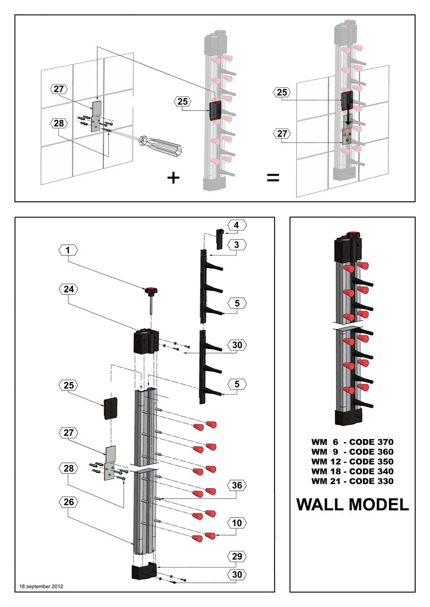 Porte-assiesttes dressées murale 6 — Combisteel 7036.0011