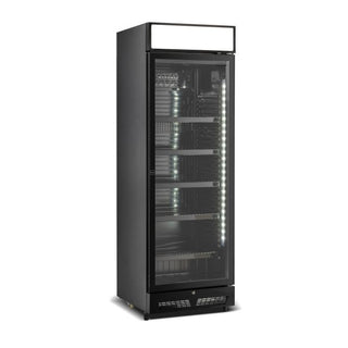 RÉFRIGÉRATEUR 1 PORTE EN VERRE NOIR AVEC CANOPY SVE-450 BLC