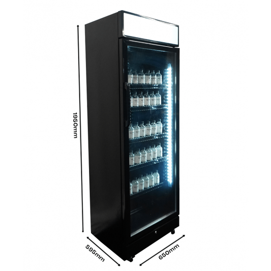 RÉFRIGÉRATEUR 1 PORTE EN VERRE NOIR AVEC CANOPY SVE-450 BLC