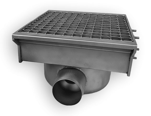 Drain inox 300x265 avec 2 sorties pour gouttière à fente — Combisteel 7107.0025