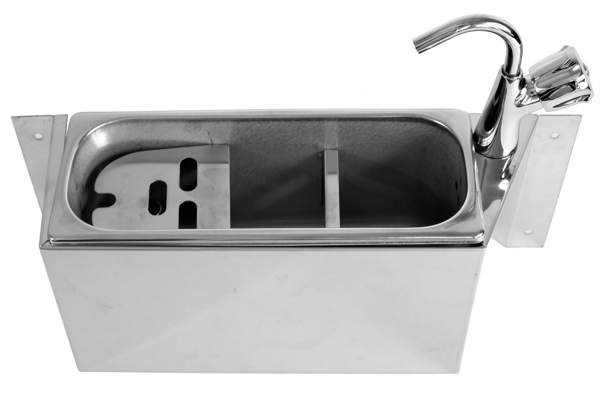 Cuillère à glace évier avec robinet 380x120x150 avec trou d'évacuation, raccordement à l'eau et tuyau d'évacuation — Combisteel 7108.0020