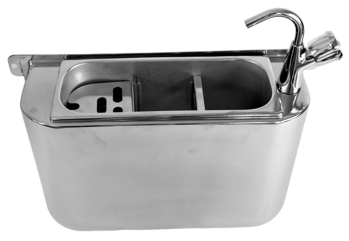 Cuillère à glace évier avec robinet 410x120x270 avec trou d'évacuation, raccordement à l'eau et tuyau d'évacuation — Combisteel 7108.0025