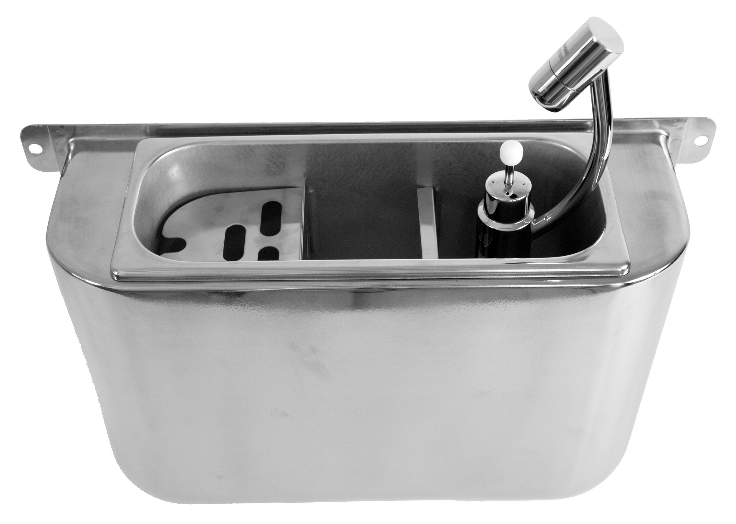 Cuillère à glace évier avec douchette 410x120x270 avec trou d'évacuation, raccordement à l'eau et tuyau d'évacuation — Combisteel 7108.0030