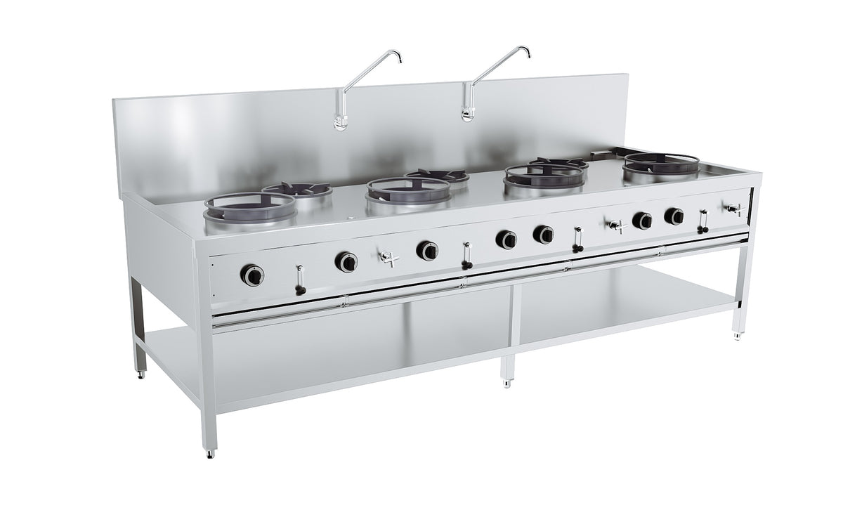 Table wok à gaz 4x17kw + 3x9kw — Combisteel 7178.1215
