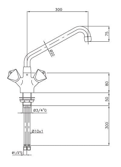 Mélangeur potence avec 1-trou — Combisteel 7212.0010