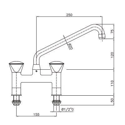 Mélangeur avec 2-trous — Combisteel 7212.0020