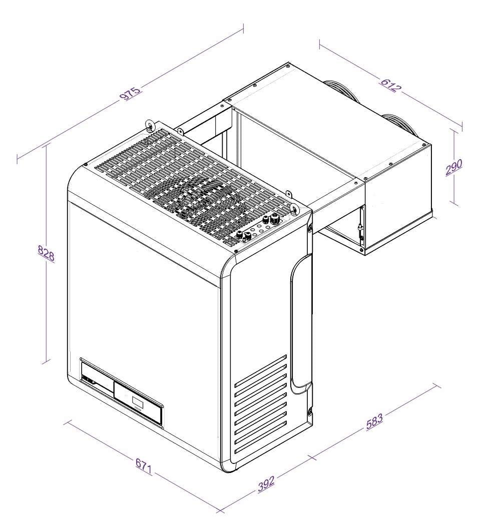 Unité de refroidissement type positif 21-36,7 m3 avec connexion en ligne — Combisteel 7265.0020
