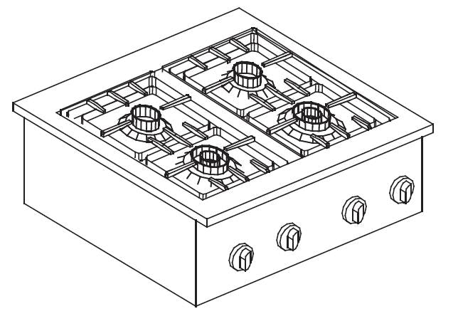 Cuisinière à gaz 4 br. 18kw — Combisteel 7266.0015