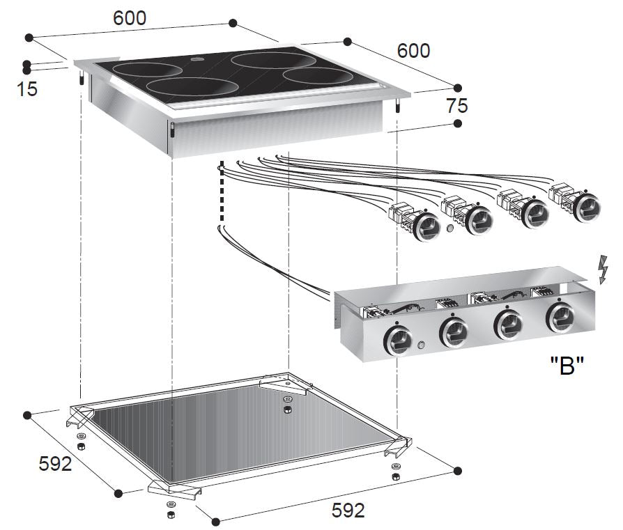 Cuisinière en céramique 4 zones — Combisteel 7266.0040