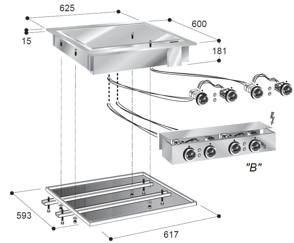 Plaques grill él. lisse 400v — Combisteel 7266.0050