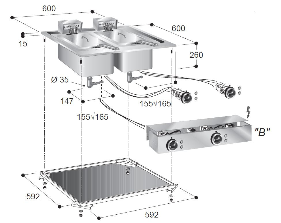 Friteuse él. 2x10 L — Combisteel 7266.0075
