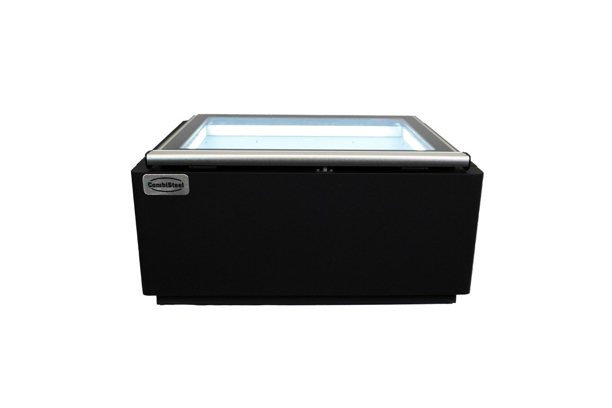 Modèle de table vitrine à creme glacée noir s'ouvre du côté fonctionnement — Combisteel 7292.0010